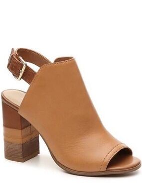 Aldo Women's Tan Peep-Toe Block Heel Slingback size 9
